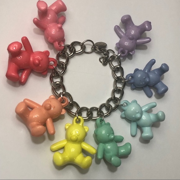 nicevsnaughty Jewelry - Rainbow teddy bear big chunky charm bracelet sweet